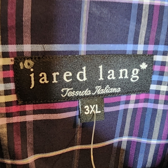 NWT Jared Lang Purple Plaid Roll Tab Sleeve Button down shirt. Men's size 3XL - Picture 4 of 16